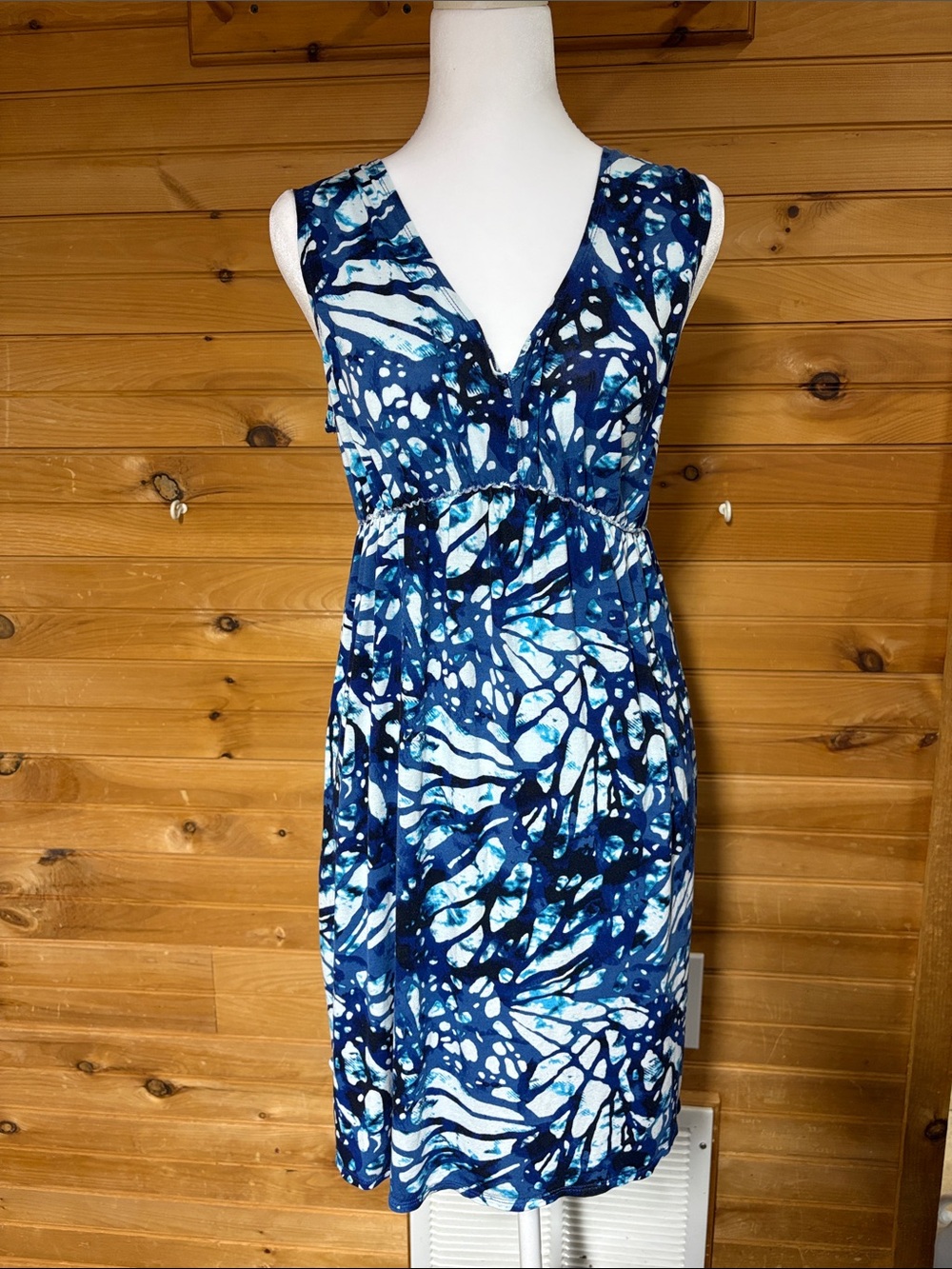 Mudd Blue White Abstract Print Sleeveless Dress